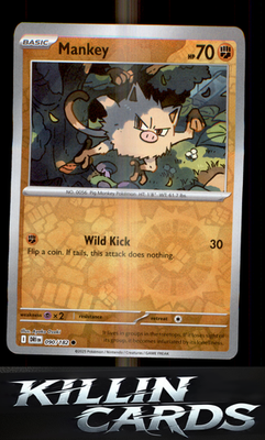 Reverse Holofoil Mankey 090/182 Pokemon Common SV10: Destined Rivals Card NM