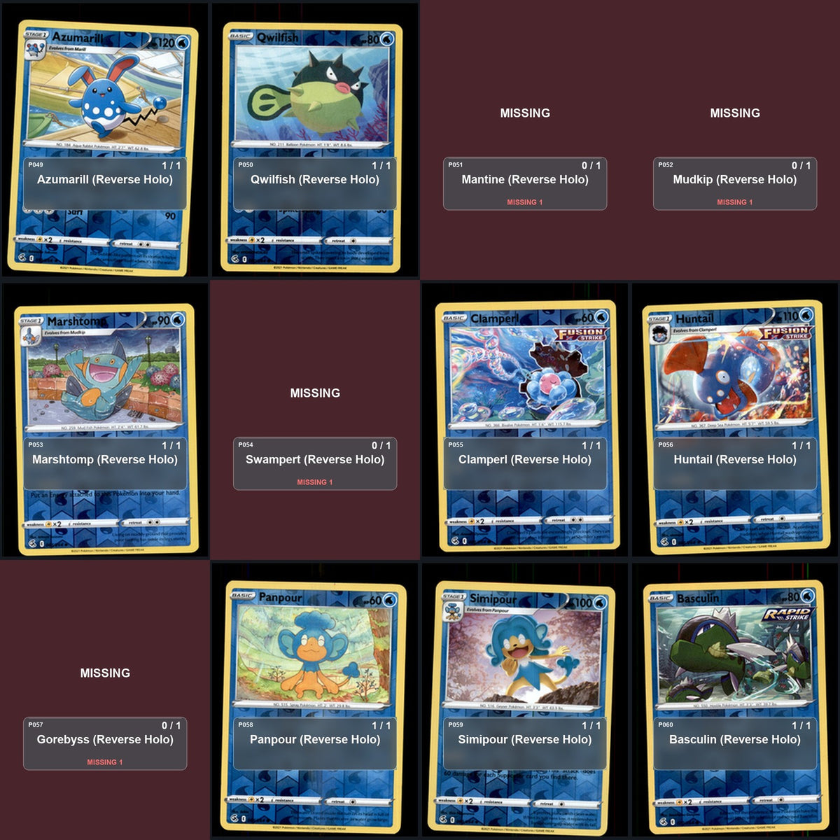 Pokemon TCG SWSH08: Fusion Strike Reverse Holo Master Set 145 Reverse Holo Card