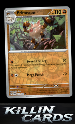 Reverse Holofoil Primeape 099/191 Pokemon Common SV08: Surging Sparks Card NM
