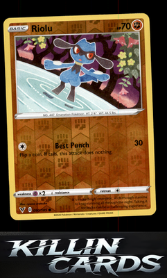 Reverse Holofoil Riolu 090/185 Pokemon Common SWSH04: Vivid Voltage Card LP