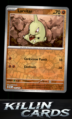 Reverse Holofoil Larvitar 105/197 Pokemon Common SV03: Obsidian Flames Card NM