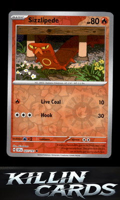 Reverse Holofoil Sizzlipede 027/191 Pokemon Common SV08: Surging Sparks Card NM
