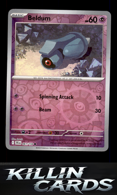 Reverse Holofoil Beldum 061/159 Pokemon Common SV09: Journey Together Card NM