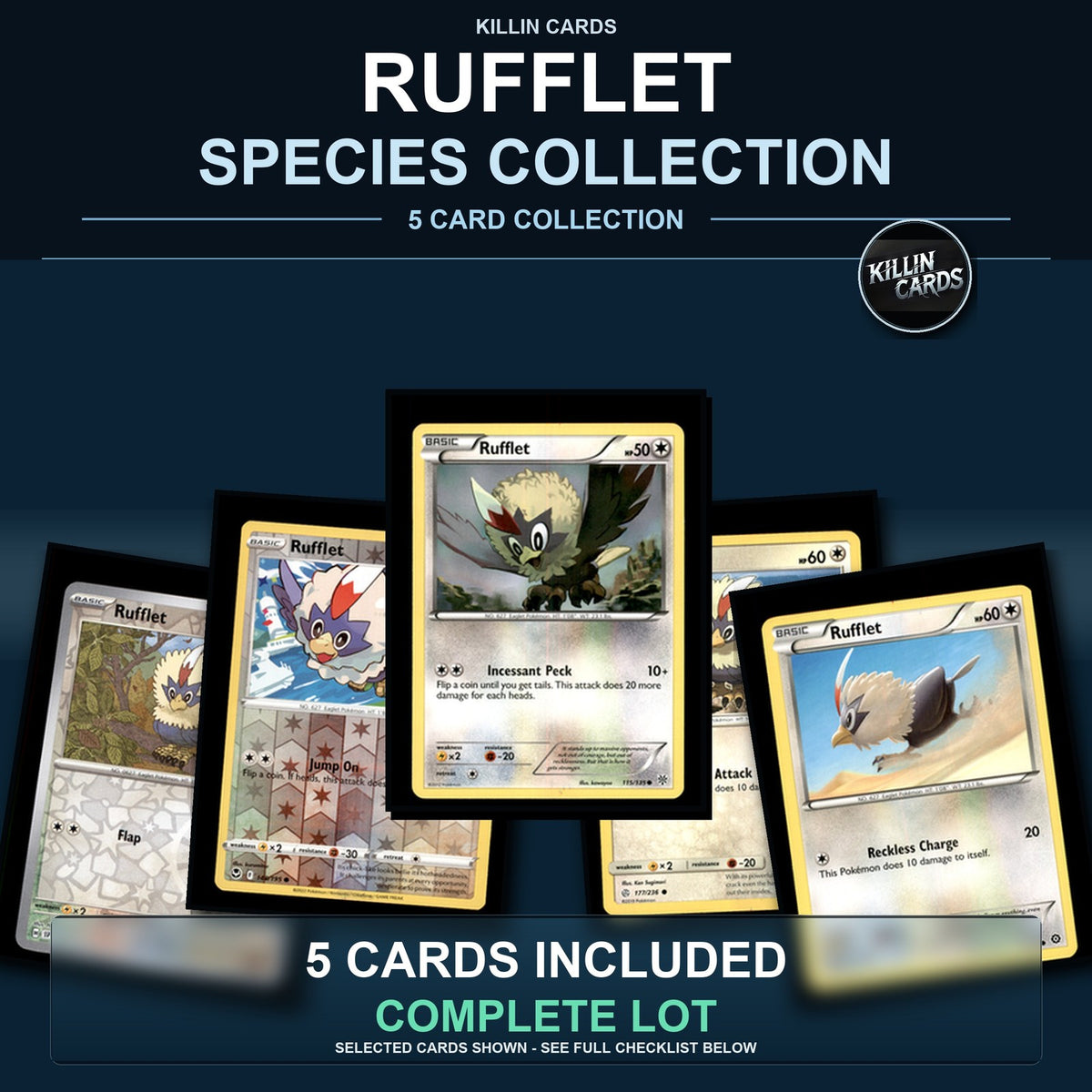Pokemon TCG Rufflet Species Collection 5 Different Cards