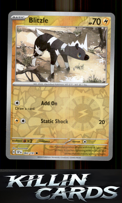 Reverse Holofoil Blitzle 062/191 Pokemon Common SV08: Surging Sparks Card NM