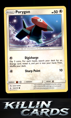 Porygon (154) 154/214 Pokemon Common SM - Unbroken Bonds Card NM