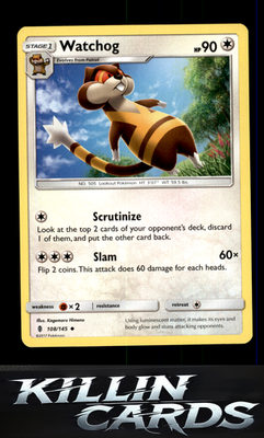 Watchog 108/145 Pokemon Uncommon SM - Guardians Rising Card NM