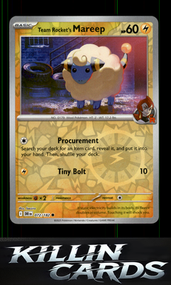 Reverse Holofoil Team Rocket's Mareep 072/182 Pokemon Common SV10: Destined Riva