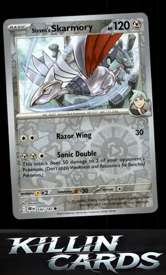 Reverse Holofoil Steven's Skarmory 142/182 Pokemon Common SV10: Destined Rivals