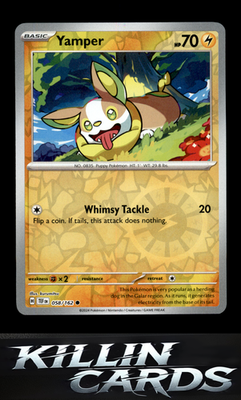 Reverse Holofoil Yamper 058/162 Pokemon Common SV05: Temporal Forces Card NM
