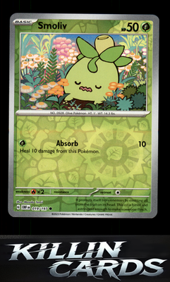 Reverse Holofoil Smoliv 019/197 Pokemon Common SV03: Obsidian Flames Card NM
