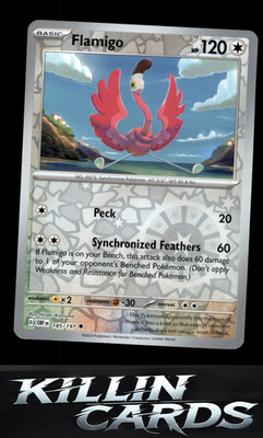 Reverse Holofoil Flamigo 185/197 Pokemon Uncommon SV03: Obsidian Flames Card NM