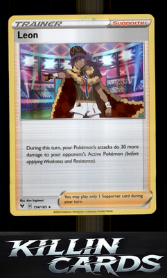Leon 154/185 Pokemon Holo Rare SWSH04: Vivid Voltage Card NM