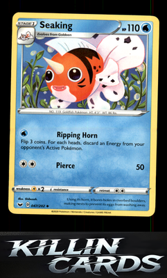 Seaking 047/202 Pokemon Uncommon SWSH01: Sword & Shield Base Set Card NM