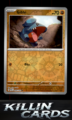 Reverse Holofoil Gible 094/182 Pokemon Common SV04: Paradox Rift Card NM