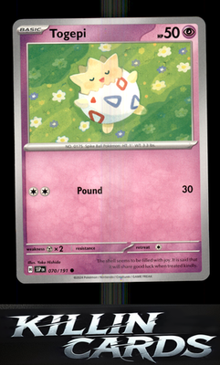 Reverse Holofoil Togepi 070/191 Pokemon Common SV08: Surging Sparks Card NM