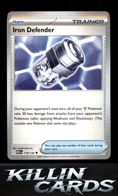 Iron Defender 118/132 Pokemon Uncommon ME01: Mega Evolution Card NM