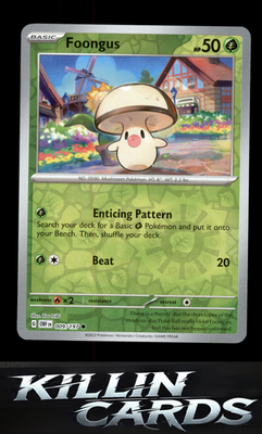 Reverse Holofoil Foongus 009/197 Pokemon Common SV03: Obsidian Flames Card NM