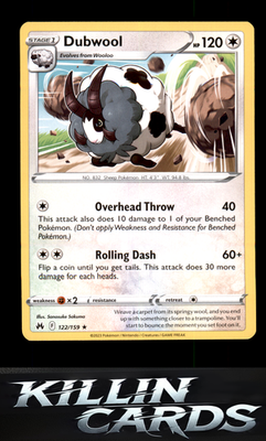 Dubwool 122/159 Pokemon Rare SWSH: Crown Zenith Card NM
