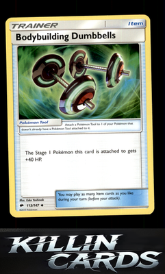 Bodybuilding Dumbbells 113/147 Pokemon Uncommon SM - Burning Shadows Card LP