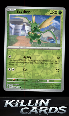 Reverse Holofoil Scyther 004/197 Pokemon Common SV03: Obsidian Flames Card NM