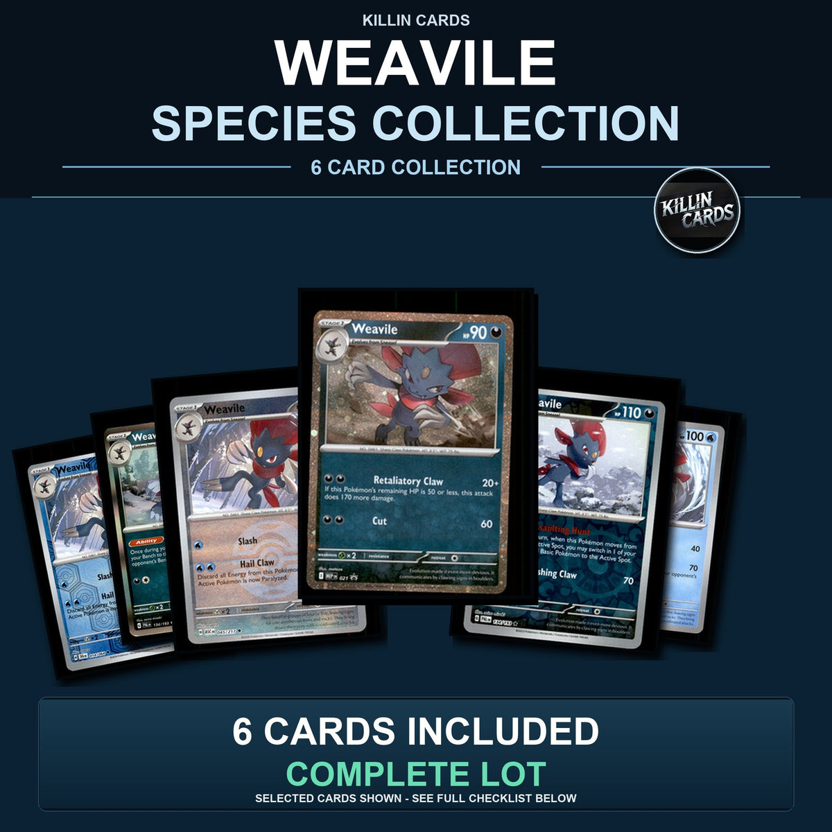 Pokemon TCG Weavile Species Collection 6 Different Cards