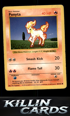 Ponyta 060/102 Pokemon Common Base Set (Shadowless) Card LP