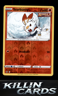 Reverse Holofoil Scorbunny 026/198 Pokemon Common SWSH06: Chilling Reign Card NM
