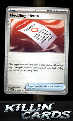 Meddling Memo 181/191 Pokemon Uncommon SV08: Surging Sparks Card NM