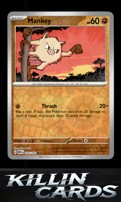 Reverse Holofoil Mankey 056/165 Pokemon Common SV: Scarlet & Violet 151 Card NM