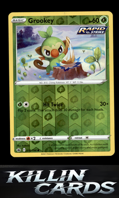Reverse Holofoil Grookey 016/198 Pokemon Common SWSH06: Chilling Reign Card NM