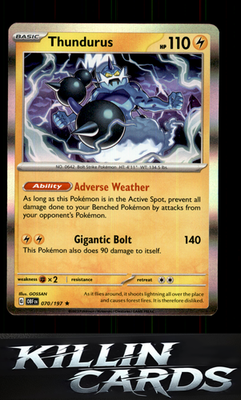 Thundurus 070/197 Pokemon Rare SV03: Obsidian Flames Card NM