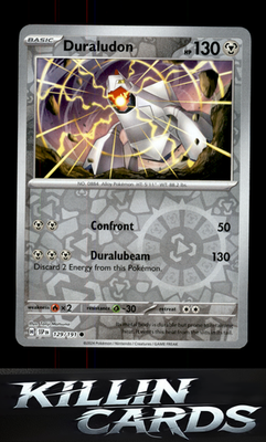 Reverse Holofoil Duraludon 129/191 Pokemon Common SV08: Surging Sparks Card NM