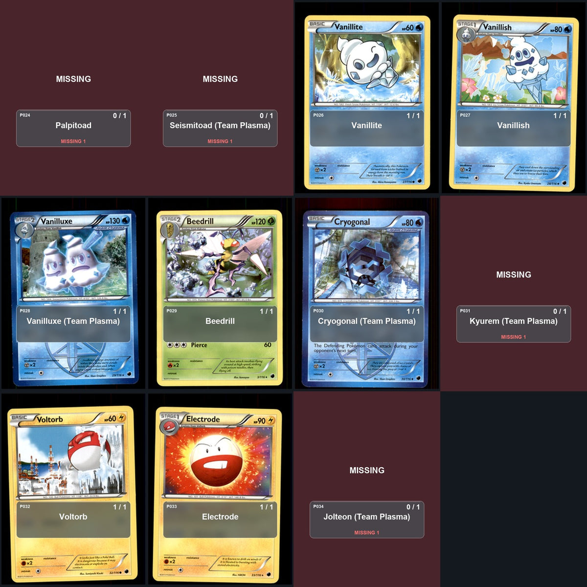 Pokemon TCG Plasma Freeze C/UC/R Standard Set 56 Cards