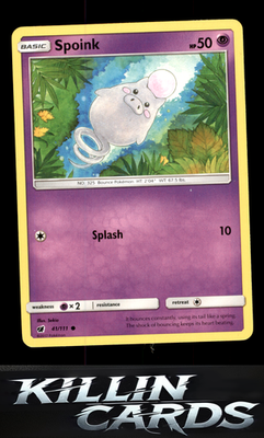 Spoink 41/111 Pokemon Common SM - Crimson Invasion Card LP
