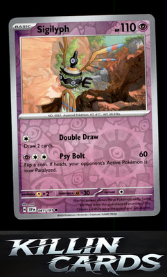 Reverse Holofoil Sigilyph 081/191 Pokemon Common SV08: Surging Sparks Card NM