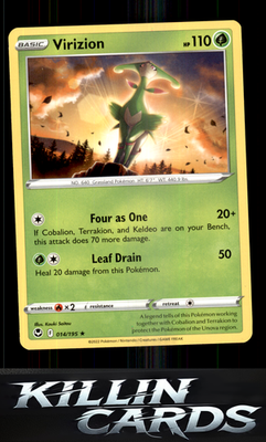 Virizion 014/195 Pokemon Rare SWSH12: Silver Tempest Card NM