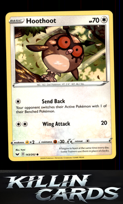 Hoothoot 143/202 Pokemon Common SWSH01: Sword & Shield Base Set Card NM