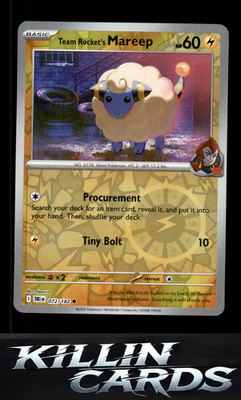 Reverse Holofoil Team Rocket's Mareep 072/182 Pokemon Common SV10: Destined Riva