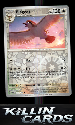 Reverse Holofoil Pidgeot 018/165 Pokemon Uncommon SV: Scarlet & Violet 151 Card