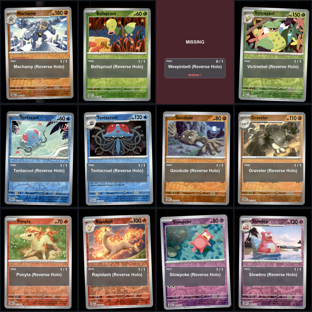 Pokemon TCG SV: Scarlet & Violet 151 Reverse Holo Master Set 114 Reverse Holo