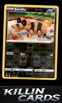 Reverse Holofoil Sandile 111/195 Pokemon Common SWSH12: Silver Tempest Card NM
