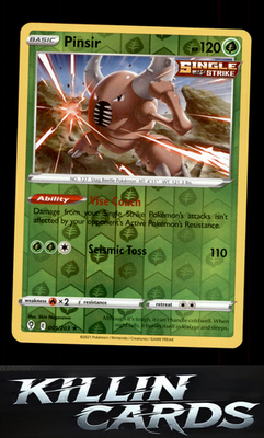 Reverse Holofoil Pinsir 001/203 Pokemon Rare SWSH07: Evolving Skies Card NM