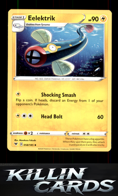 Eelektrik 058/185 Pokemon Uncommon SWSH04: Vivid Voltage Card NM