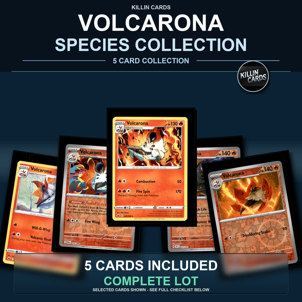 Pokemon TCG Volcarona Species Collection 5 Different Cards