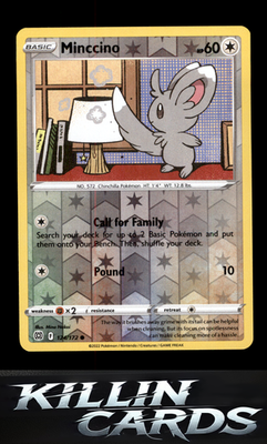 Reverse Holofoil Minccino 124/172 Pokemon Common SWSH09: Brilliant Stars Card NM