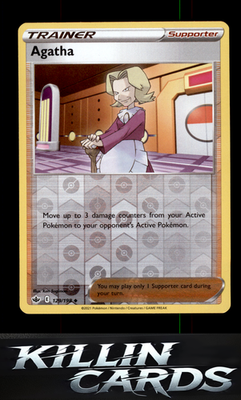 Reverse Holofoil Agatha 129/198 Pokemon Uncommon SWSH06: Chilling Reign Card NM