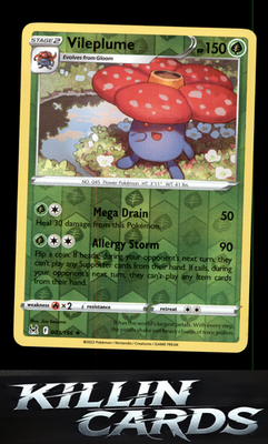 Reverse Holofoil Vileplume 003/196 Pokemon Holo Rare SWSH11: Lost Origin Card NM