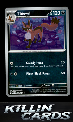 Reverse Holofoil Thievul 090/132 Pokemon Common ME01: Mega Evolution Card NM