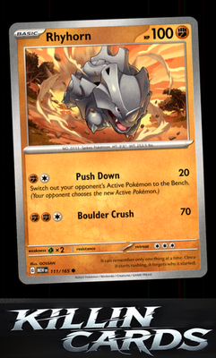 Rhyhorn 111/165 Pokemon Common SV: Scarlet & Violet 151 Card NM